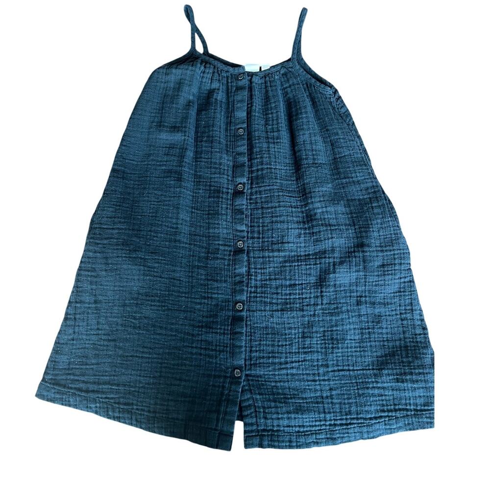 Gap Girls Summer Dress, Black, Button Down, Medium/8, 100% Cotton, Pockets